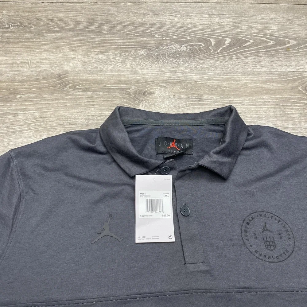 Jordan Dri-FIT Polo Shirt Mens 2XL Gray Jordan Invitational Charlotte Basketball - Picture 5 of 13